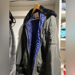 Medium Native Youth Gray Bomber Jacket (Faux Fur Collar)